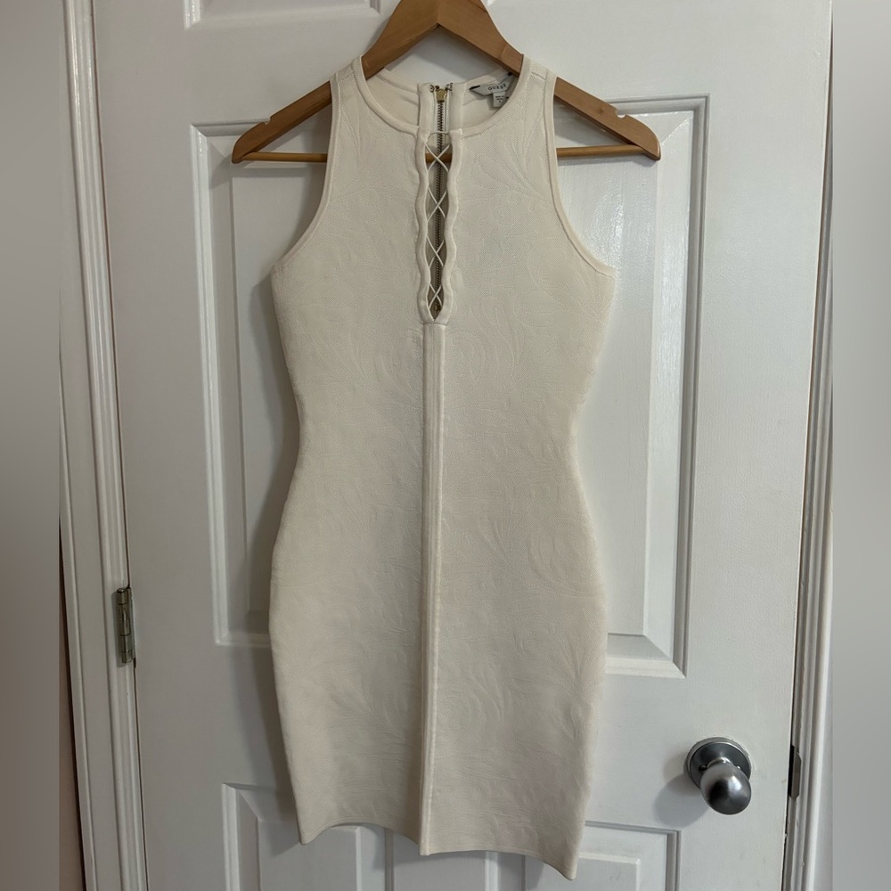 Guess by Marciano white SL Mirage lace up dress